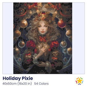 Holiday Pixie diamond painting rendering preview by create love share