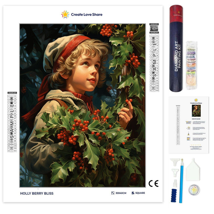 Holly Berry Bliss full drill diamond painting by create love share