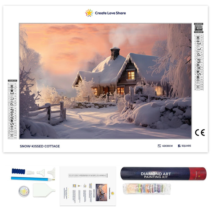 Snow-Kissed Cottage full drill diamond painting by create love share